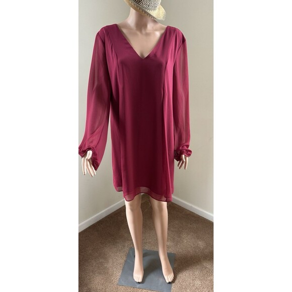 BCBGeneration Women's Chiffon Cocktail Dress (M, Cranberry apple) - Picture 2 of 9